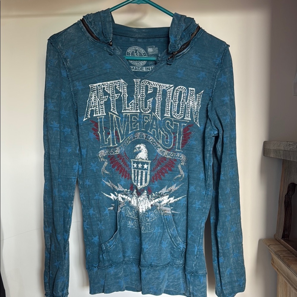 Affliction Teal Live Fast Hoodie